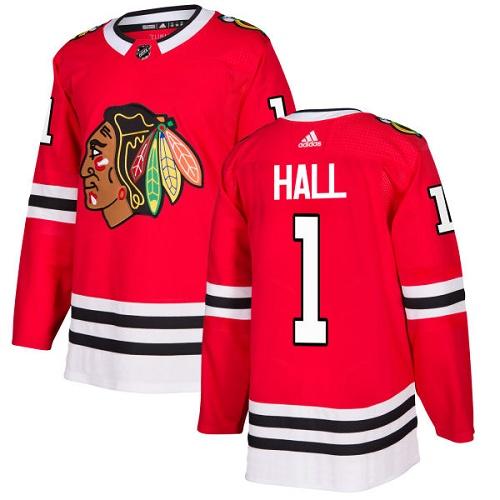 Adidas Men Chicago Blackhawks 1 Glenn Hall Red Home Authentic Stitched NHL Jersey
